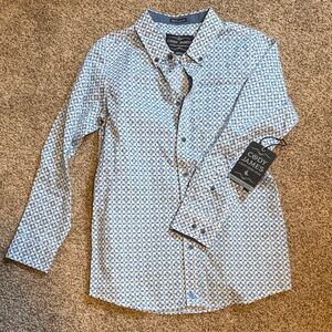 New with Tags, Boys-Large Cody James Regular Fit-Blue Patterned Button-Up Shirt